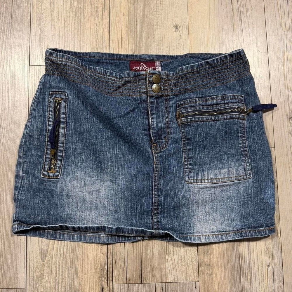 Y2k Jordache blue denim mini skirt